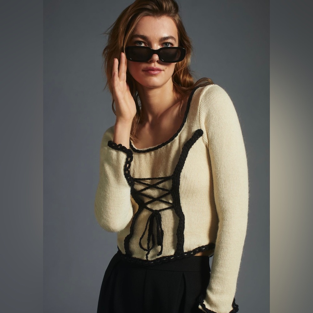 Lace-Up Corset Sweater - Tach Clothing (Brand)